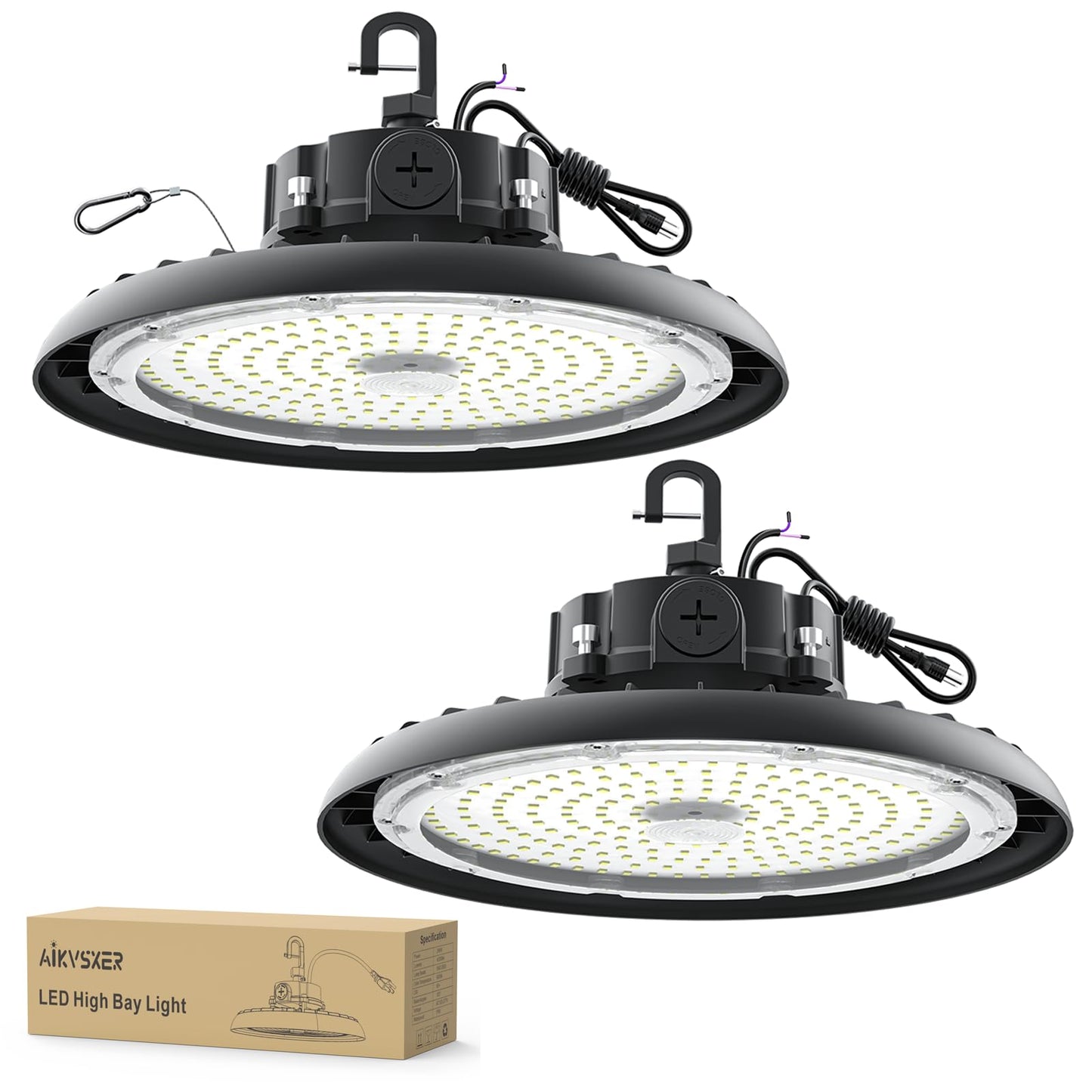 Led High Bay Lights 180W Ufo Shop Lights 32400 Lm 6000K Commercial Bay Lighting Fixture Ip65 5Ft Cable Plug & Play For Warehouse Factory Garage Workshop Barn 2 Pack