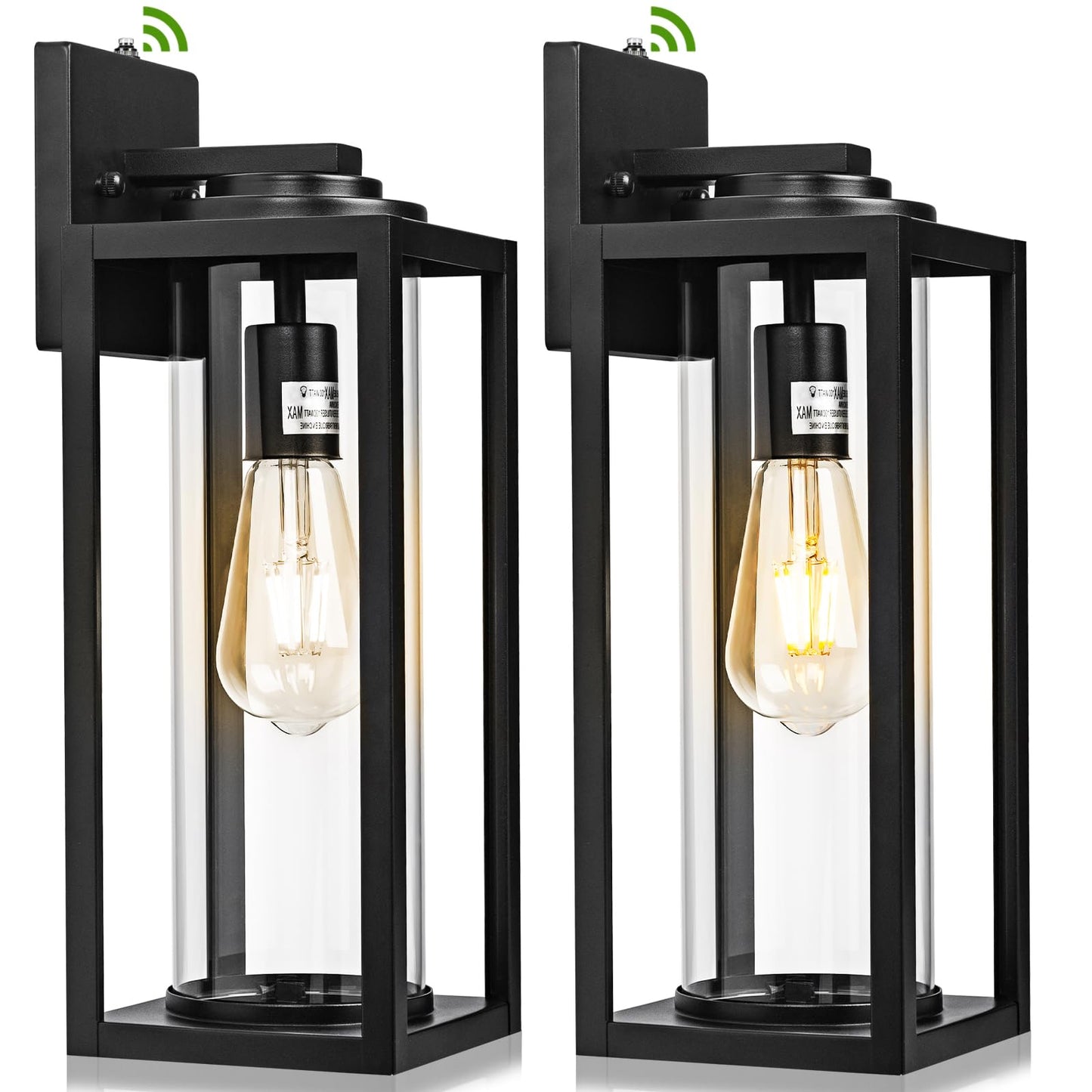 Filiyano 20Inch Dusk To Dawn Outdoor Wall Light Fixtures - 2 Packs Large Exterior Waterproof Lighting  Modern Porch Sconces Wall Mounted Lighting  Industrial Black Outside Lantern For Front Door