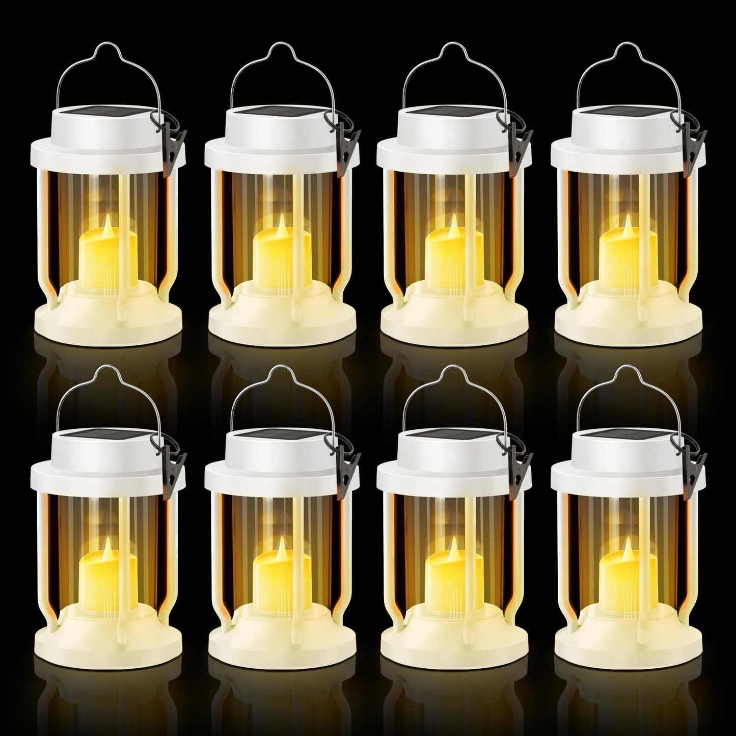FriutShine Solar Lantern - Flameless Candle, Weatherproof, Indoor/Outdoor, 8 Pack, White, Model L01