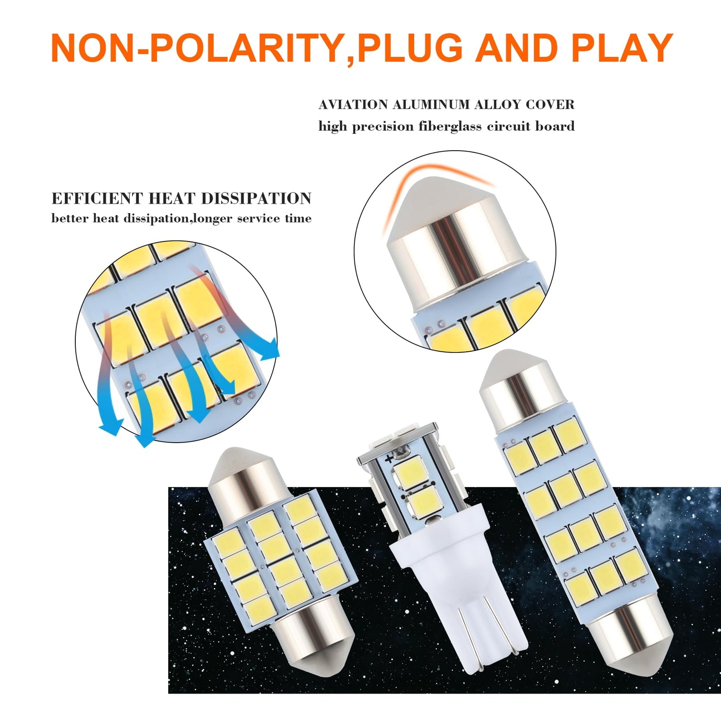 Ifunyled 24-Piece Led Car Interior Bulb Kit - 194 T10 De3175 578 - White Replacement Lights For Map, License Plate, Trunk, And More