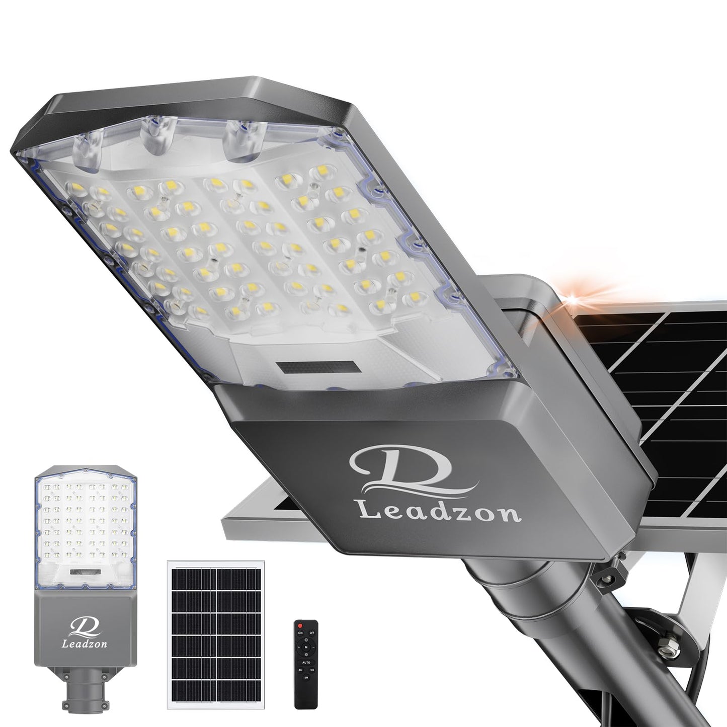Leadzon 9500W Solar Street Light LED Flood Light 450000LM Remote Control LD001-M Gray