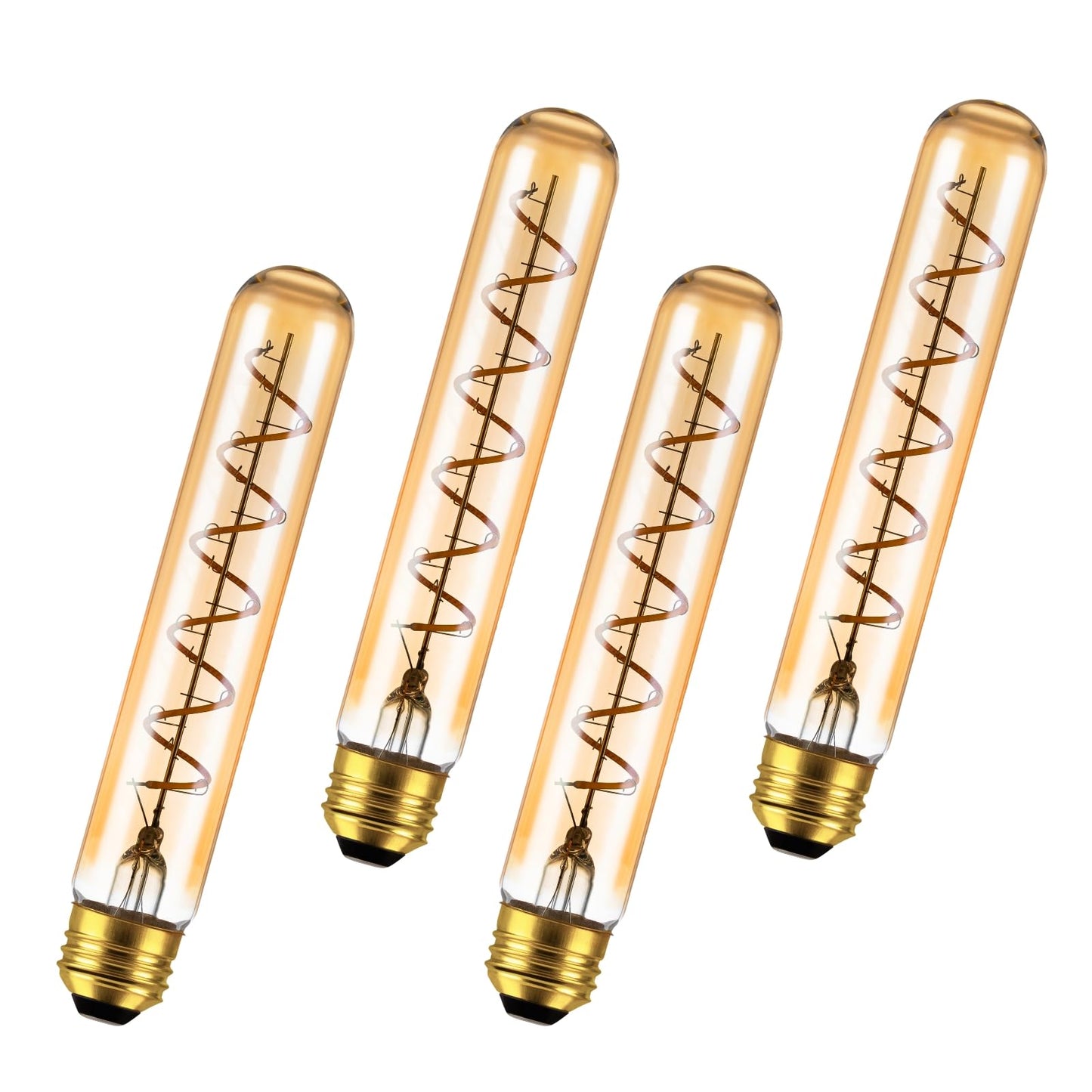 Umlaen 7.3 Inch Tubular Edison Bulb Dimmable Led Light Bulbs  E26 Vintage Light Bulbs Warm White 2700K  5W  Spiral Filament  Amber  For Pendant Lighting Wall Sconces Vanity