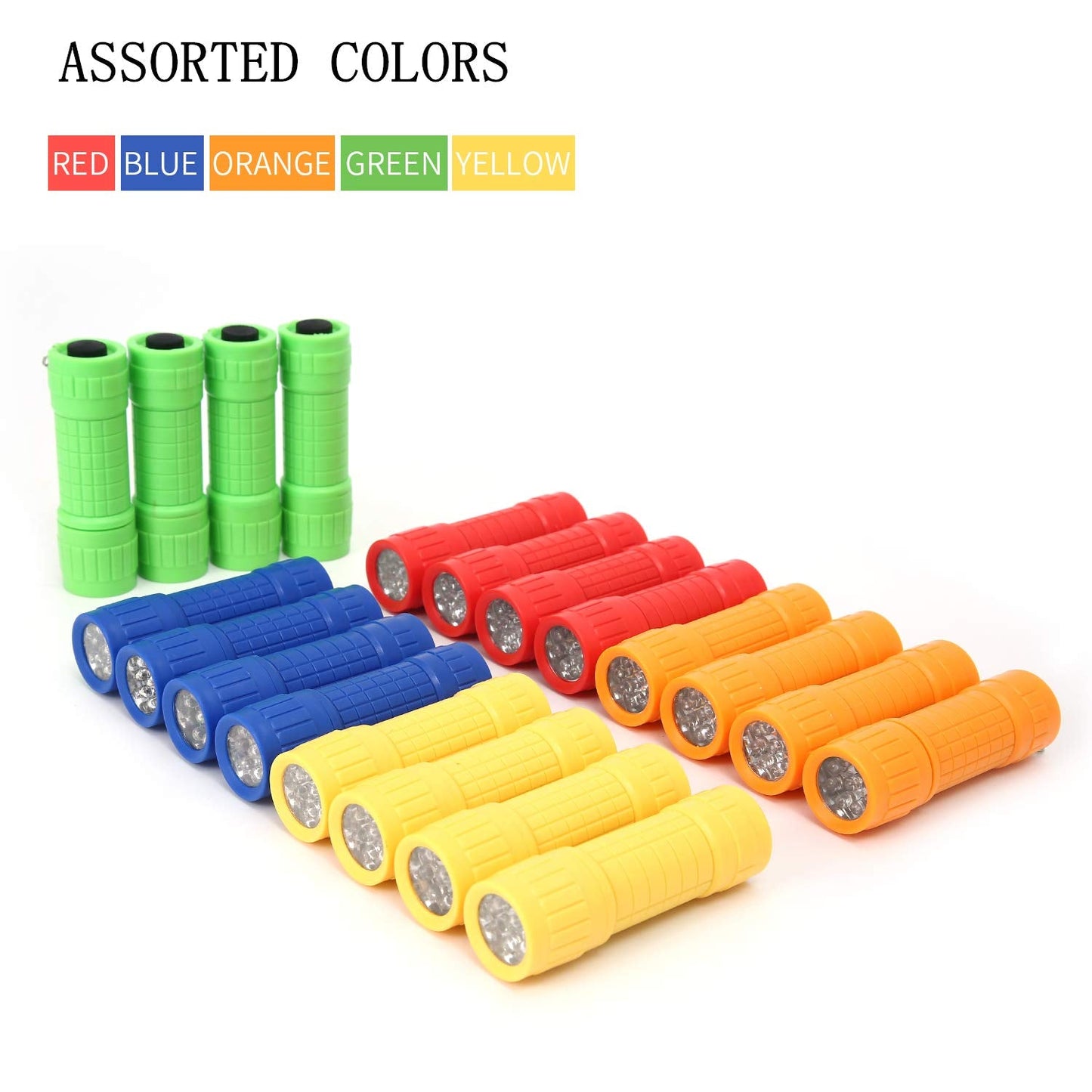 Whaply Mini Flashlight Set, 30-Pack, 9-LED Handheld with Lanyard, Includes AAA Batteries, Multi-Color for Kids, Camping, and Emergencies