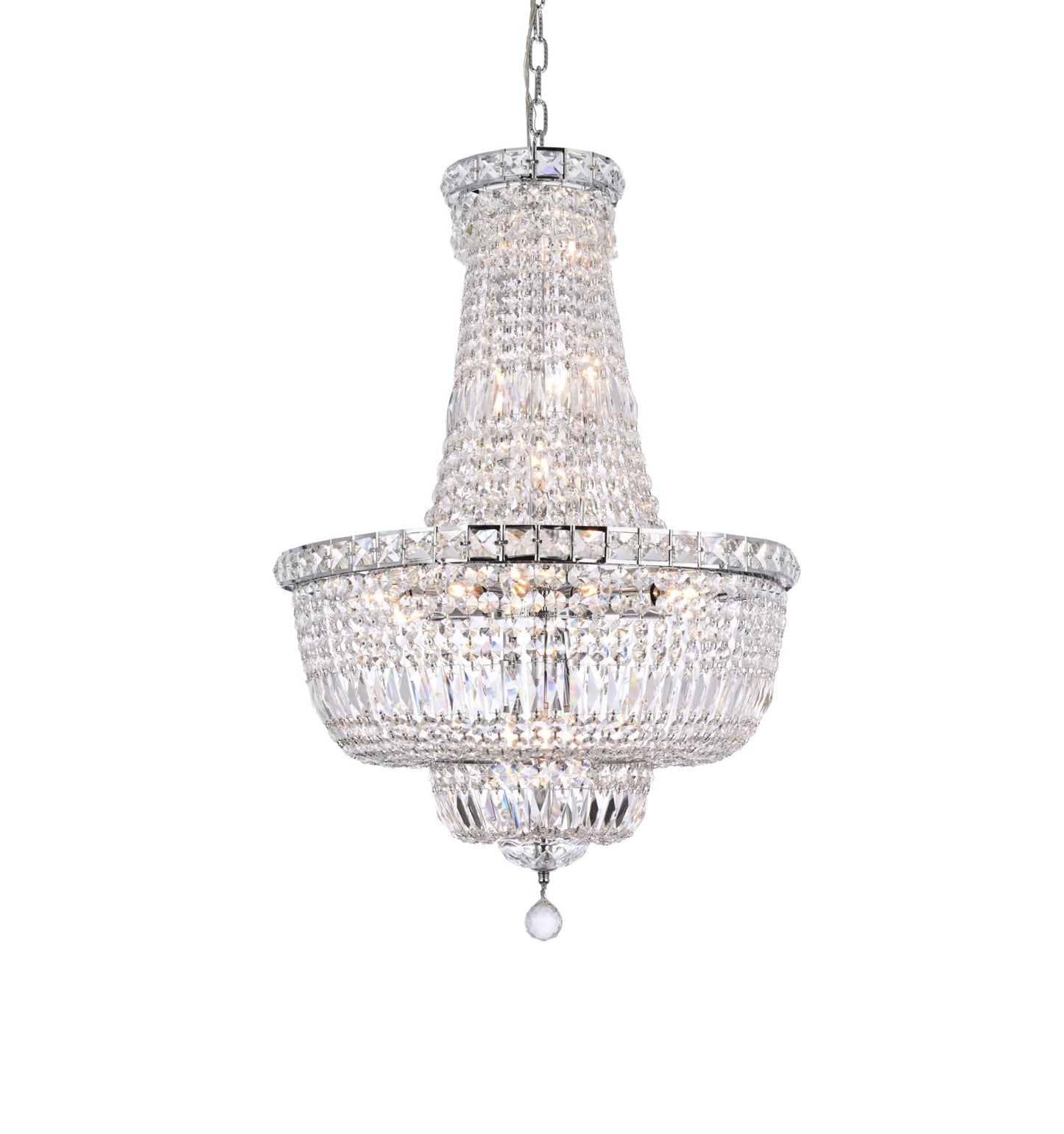 Elegant Lighting Tranquil Collection 22-Light Hanging Fixture, Royal Cut Crystals, Chrome Finish, 22 - Multicolor, Model 2528D22C/Rc