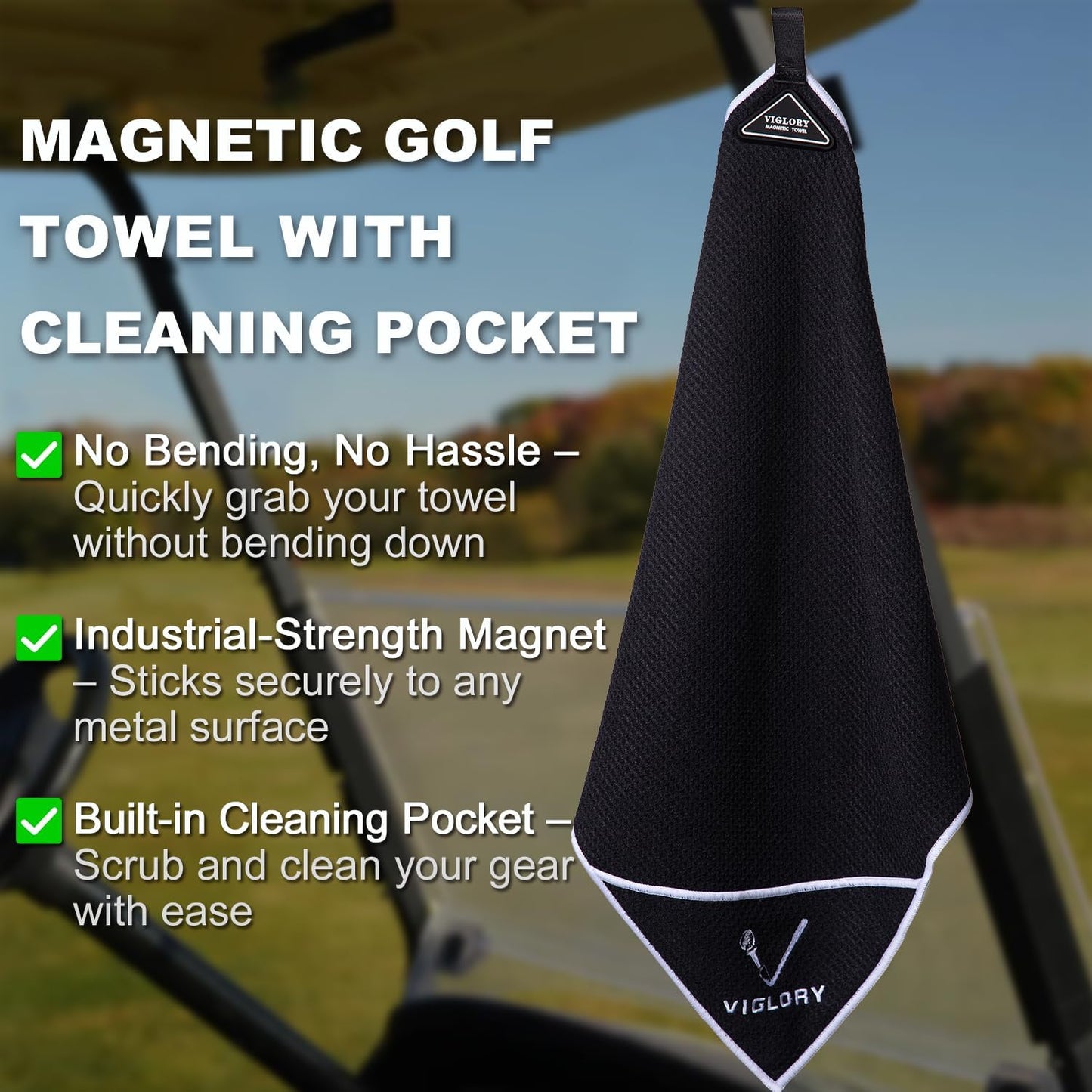 Magnetic Golf Towel for Bag 18" x 18" with Clip Exclusive Cleaning Pocket Microfiber Waffle Ultra Absorbent Club Ball Cleaner Essential Golf Accessories and Gifts for Women(Pink 1 Pack)