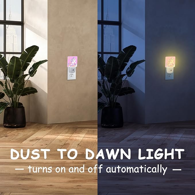 Night Light for Kids Girls Boys,Cartoon Unicorn on Rainbow Bridge LED Night Light Plug into Wall with Dusk to Dawn Sensor for Room Decor,Hallway,Kitchen,Bathroom,Nursery,Stairs