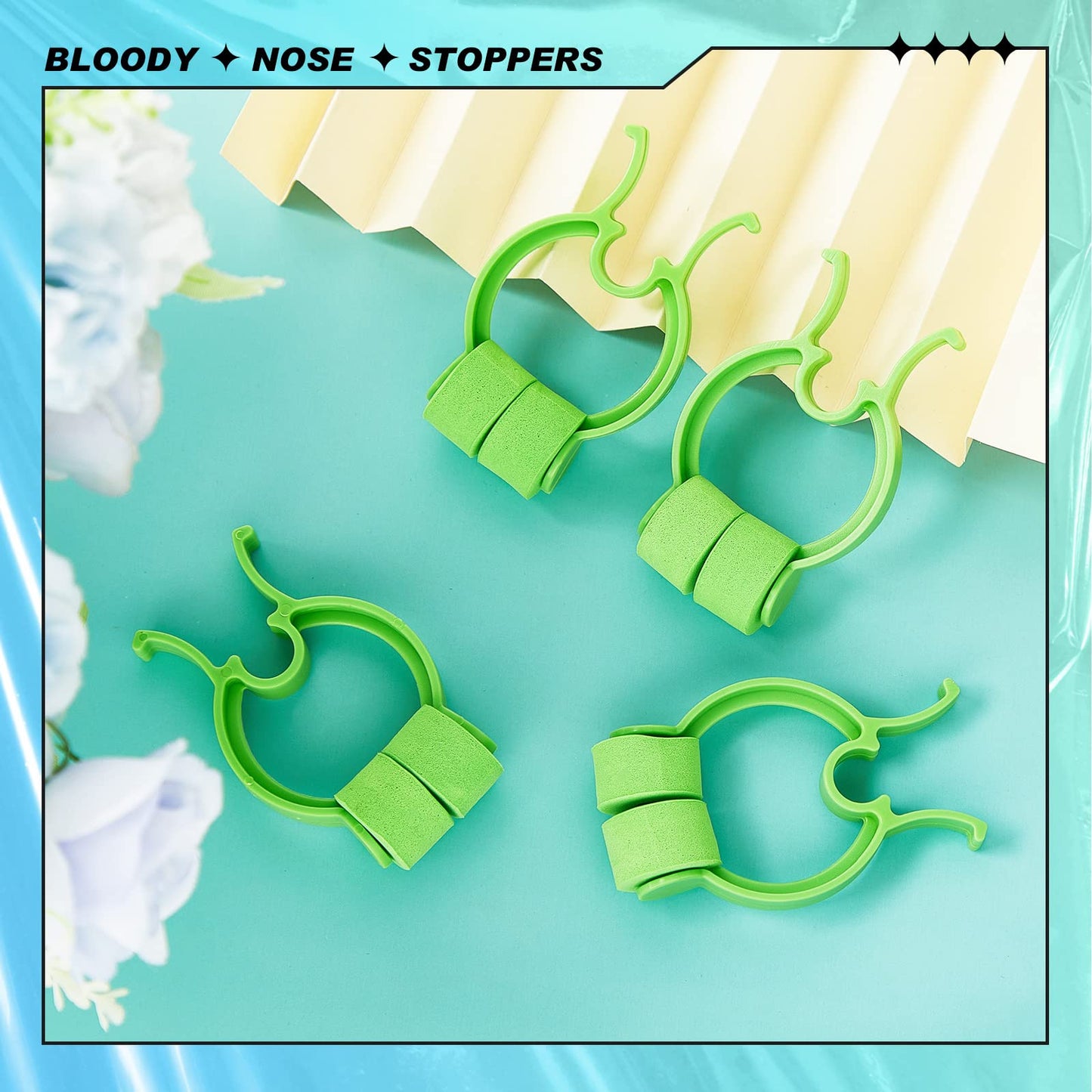 Fabbay 100 Pcs Stop Nosebleeds Clip Nose Bleed Stopper Nasal Clip for Adult Emergency Accident, Blue and Green