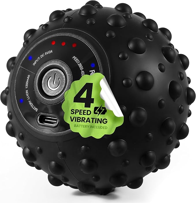 EXELLEON 4-Speed Vibrating Massage Ball | Compact Rechargeable Roller | Adjustable Vibration | Quiet & Portable Design