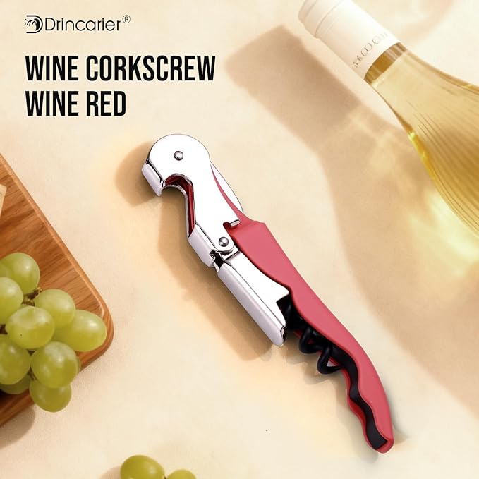 Soft Velvet Touch Waiters Double Hinge Corkscrew Wine Key Bottle Opener，Heavy Duty Waiter Corkscrew, Foil cutter and Bottle Opener,2-pack(2, Coral Pink)