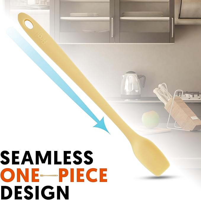Platinum Silicone Topping Spatula for Cooking – BPA Free Heat Resistant Cooking Utensils for Non Stick Pans – One-Piece Spoonula for Baking, Mixing & More – Kitchen Scraper 10.7” Yellow