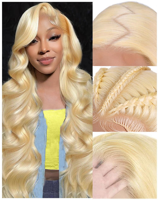 613 13x6 Lace Front Wig Human Hair 30 Inch 100% Real Blonde Wig Human Hair Body Wave HD Lace Front Wigs Human Hair 200 Density E