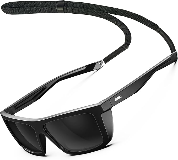 ATTCL Sports Polarized Sunglasses for Men: Secure Anti-Slip Lightweight TR90 Square Frame UV Protection for Driving Fishing