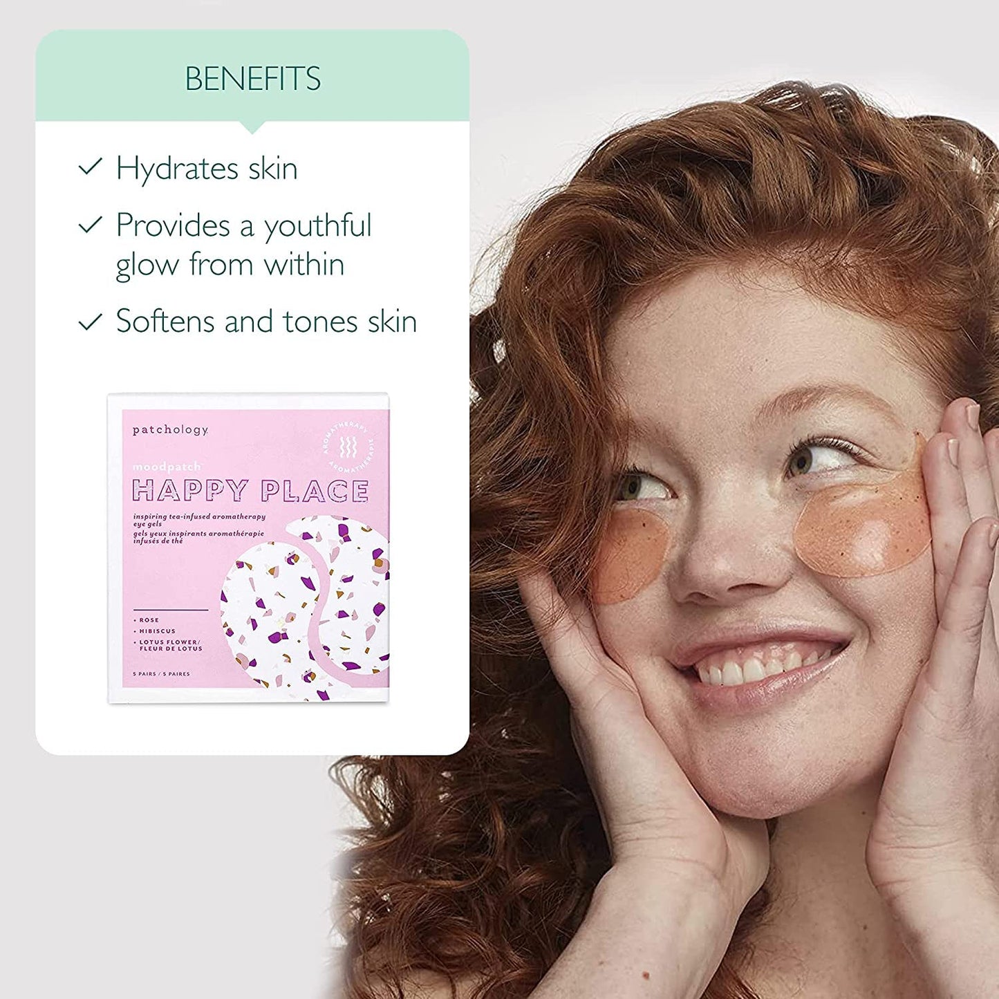 Patchology Happy Place Under Eye Patches - Overnight Anti-Aging Eye Masks for Dark Circles, Puffy & Eye Bags, & Wrinkles - Brigh