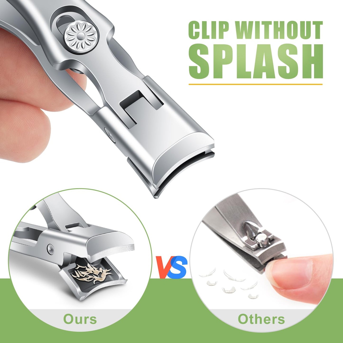 German Nail Clippers for Men Thick Nails, Heavy Duty Toenail Clippers for Seniors with Catcher, Portable Ultra Sharp German Fing