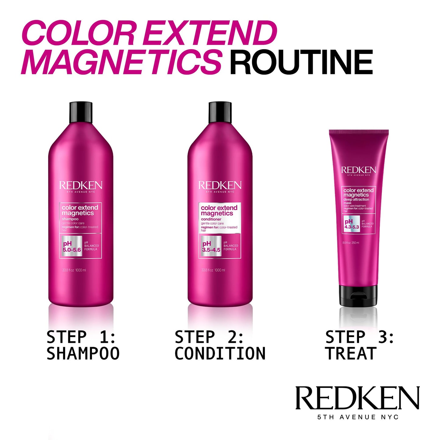 Redken Color Extend Magnetics Shampoo | For Color-Treated Hair | Gently Cleanses & Protects Color | With Amino Acid | Sulfate-Fr