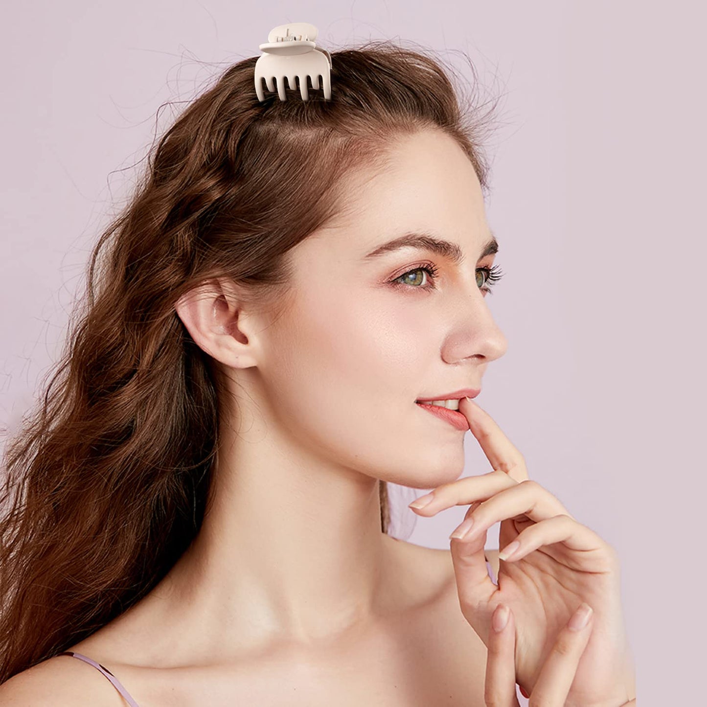 Medium Hair Clips for Thin Fine Hair, 1.5'' Small Claw Hair Clips for Women and Girls, Matte Double Row Jaw Clip Non Slip Hair C