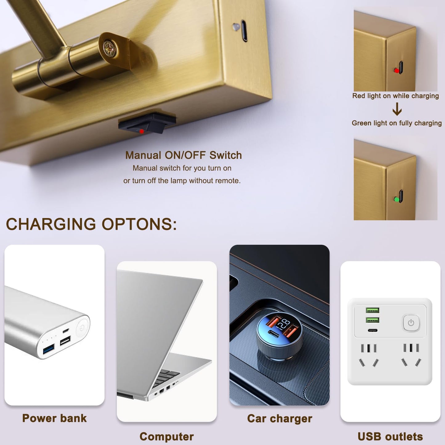 Wireless Picture Lights For Wall Battery Operated Brass Art Light For discomfort-reducingtings With Remote 3Cct Dimmable Potrait Lighting Rotatable Display Lighting 16 Rechargeable Wall Lamp For Frame Dartboard