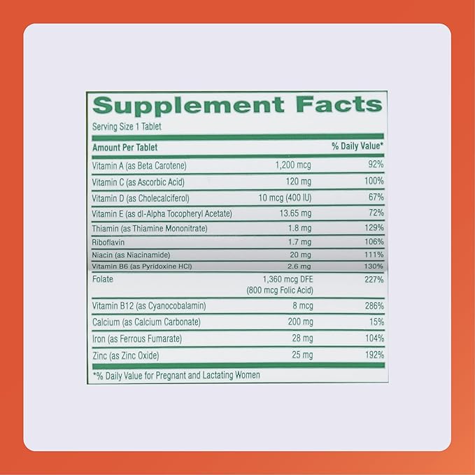 Rugby Prenatal Vitamins - Multiple Vitamin and Mineral Supplement - 100 Tablets