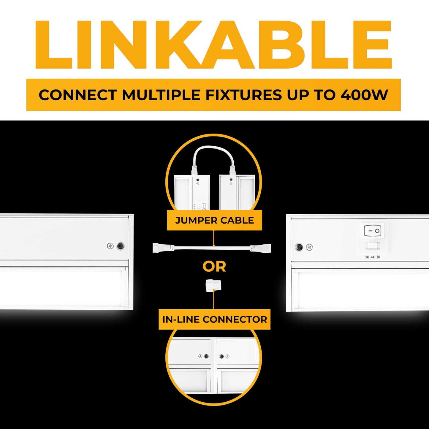 NSL LED Under Cabinet Lighting Dimmable, 18 Inch, White Finish, 3 Color Temperatures (Warm White, Soft White, Cool White)