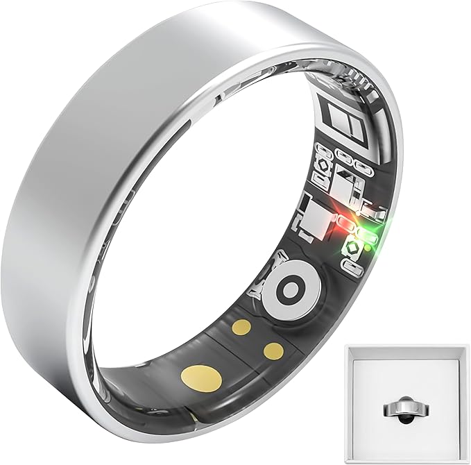 Fuomuto Smart Ring Health Tracking, Sleep Tracking, Heart Rate, Blood Oxygen, Blood Pressure，Fitness Ring, Activity Monito...