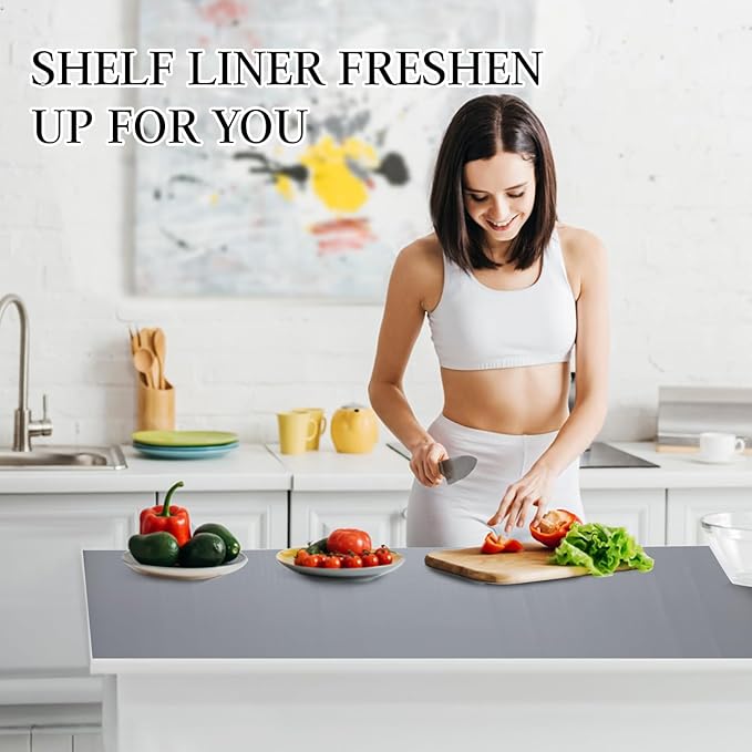 Beautysaid Shelf and Drawer Liner for Kitchen Cabinet, Non Adhesive Non Slip Shelf Paper Waterproof Washable Thickened for Dresser Pantry Shelve Bathroom Protector Liner(Gray,23.6 in x 10 FT)