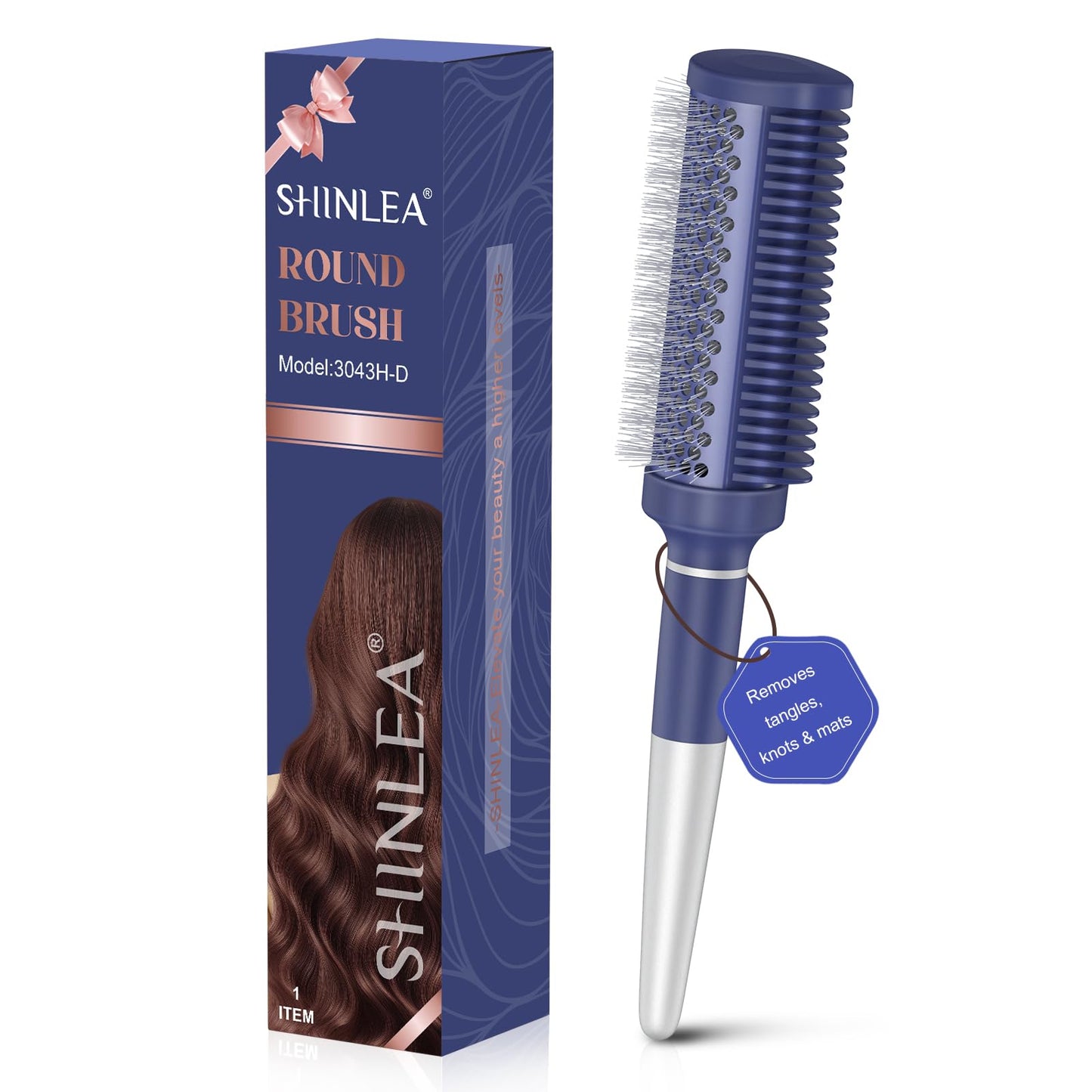 SHINLEA Ceramic Round Brush for Blow Out, Newly Upgraded Round Brush for Blow Drying with Distribution Grooves and Nylon Bristle