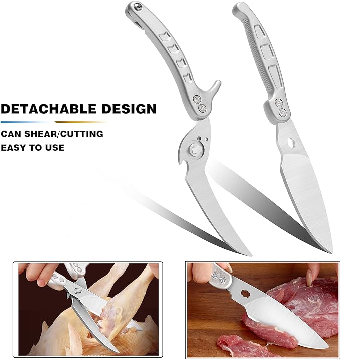 Poultry Shears Scissors Heavy Duty,Kitchen Shears,Multi-purpose Stainless Steel Kitchen Scissors for Christmas Turkey Food, Chicken,Fish,Meat,Separable easy to clean thoroughly,Dishwasher Safe.