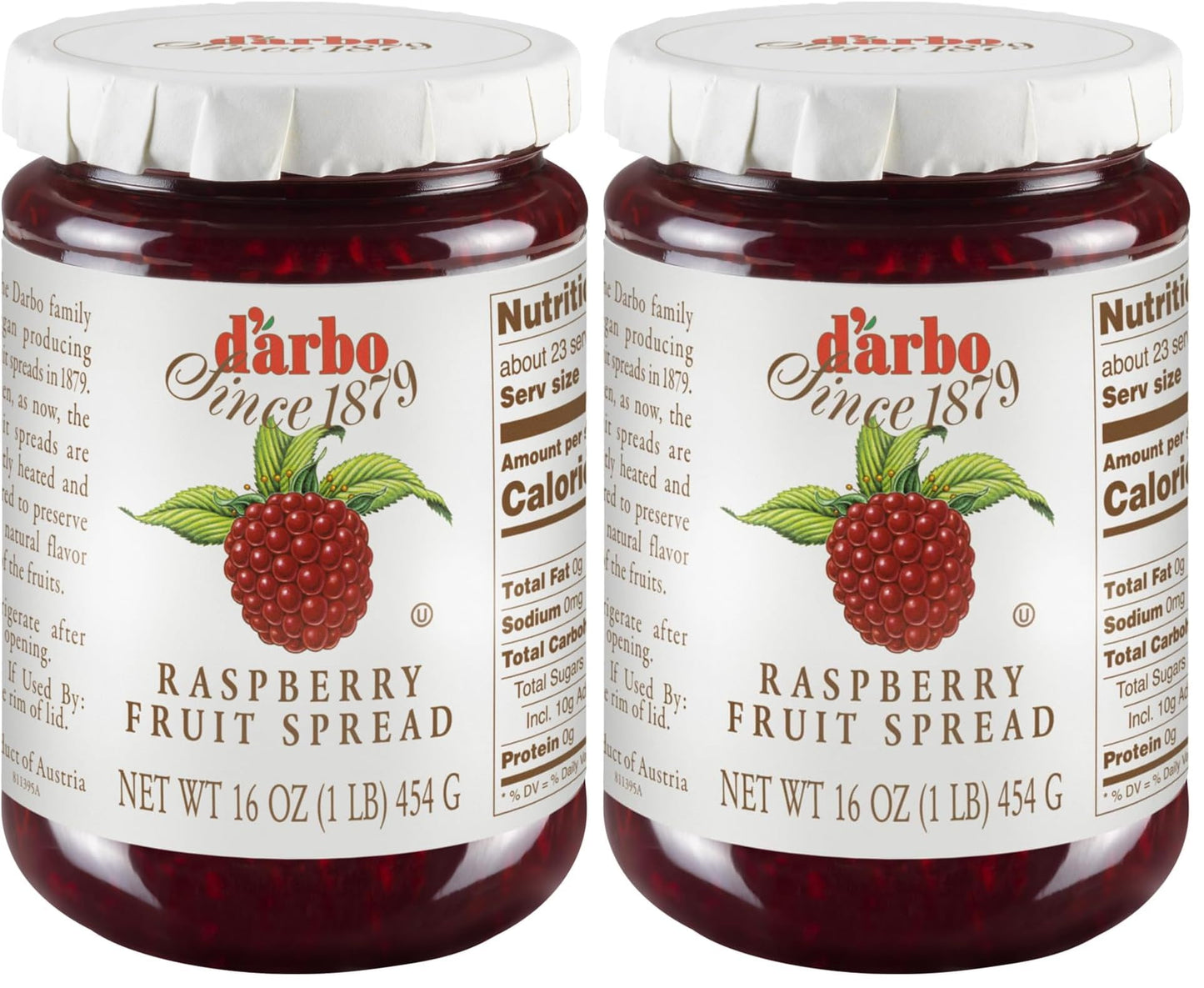 Darbo All-Natural Raspberry Fruit Spread, 16 oz |Crafted Tradition | Pure Fruit Flavor No Artificial Preservatives-Ensuring a Na