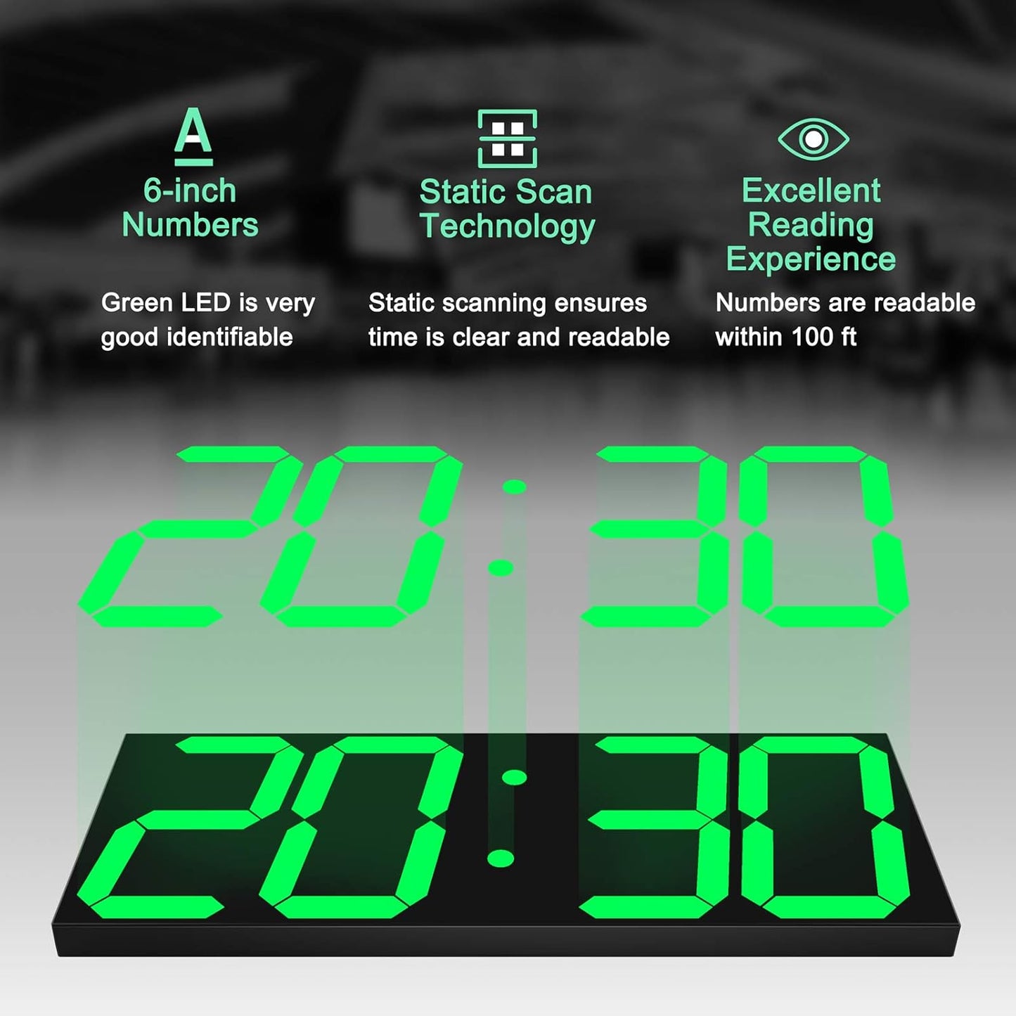 LED Large Digital Wall Clock, Oversize Wall Clock with 6” Numbers, Remote Control Count up/Countdown Timer Clock, Auto Dimmer, Big Calendar and Thermometer(Green)
