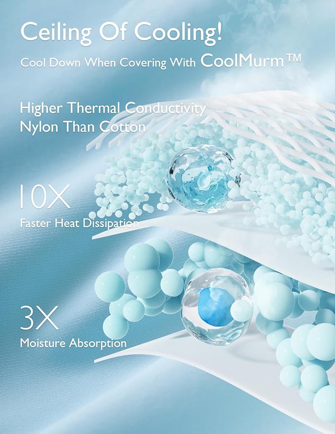 Momcozy Life CoolMurm Cooling Comforter for Hot Sleepers, Full/Queen 90"x90" Pregnancy Cooling Blanket, All-Season Lightweight Soft Breathable Cooling Quilt Duvet, Stay Cool All Night, Deep Light Blue