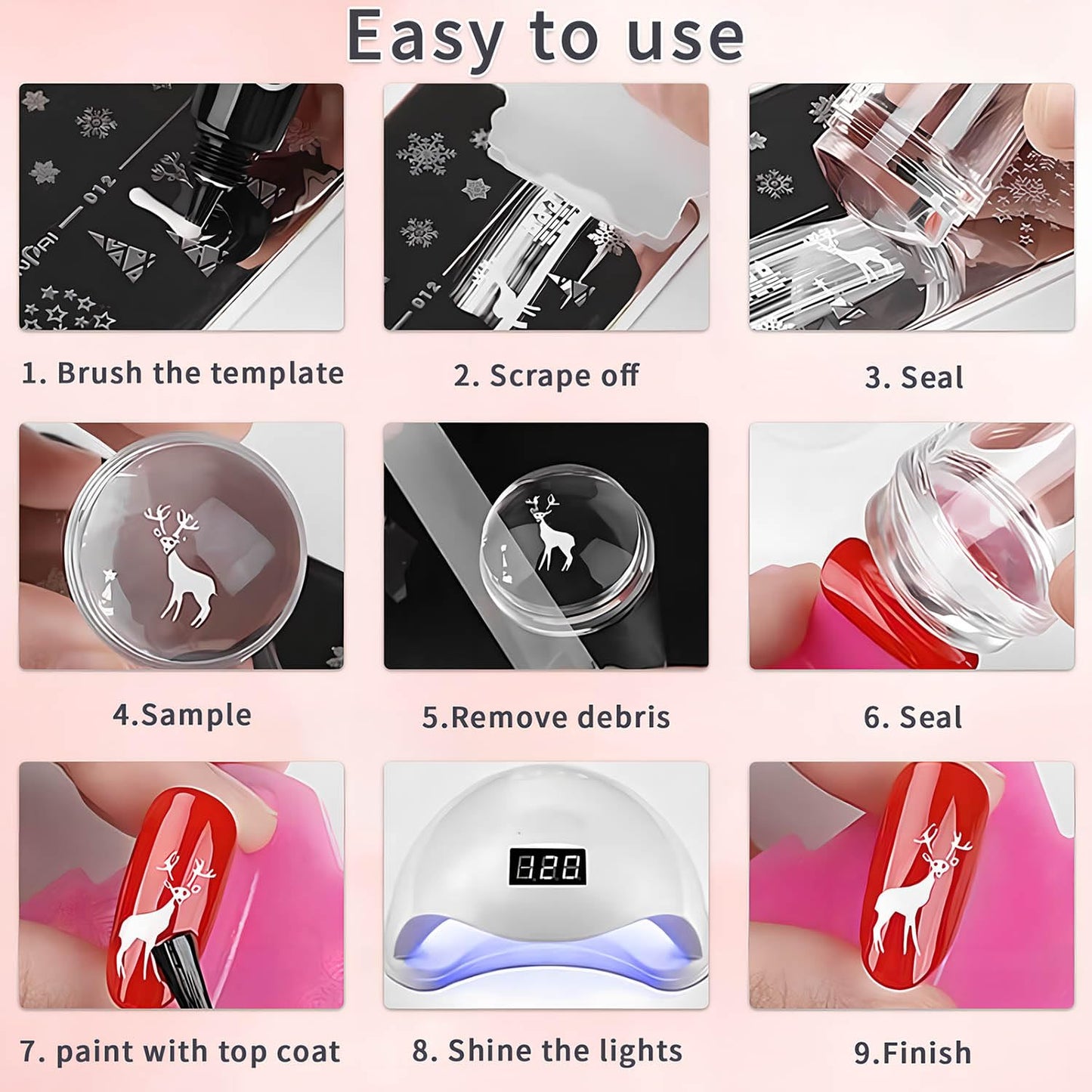 French Tip Tool,2 PCS Nail Art Stamper Kit,Clear Silicone Stamping Jelly with Scraper for DIY together with Gel Nail Polish Acry