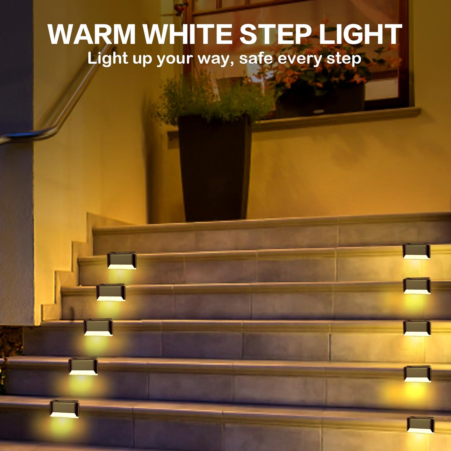BKBB PPBB Solar Deck Lights Outdoor, 16 Pcs Solar Step Lights, Waterproof LED Solar Lights for Outdoor Stairs, Step, Fence, Yard, Patio, Railing, Garden and Pathway