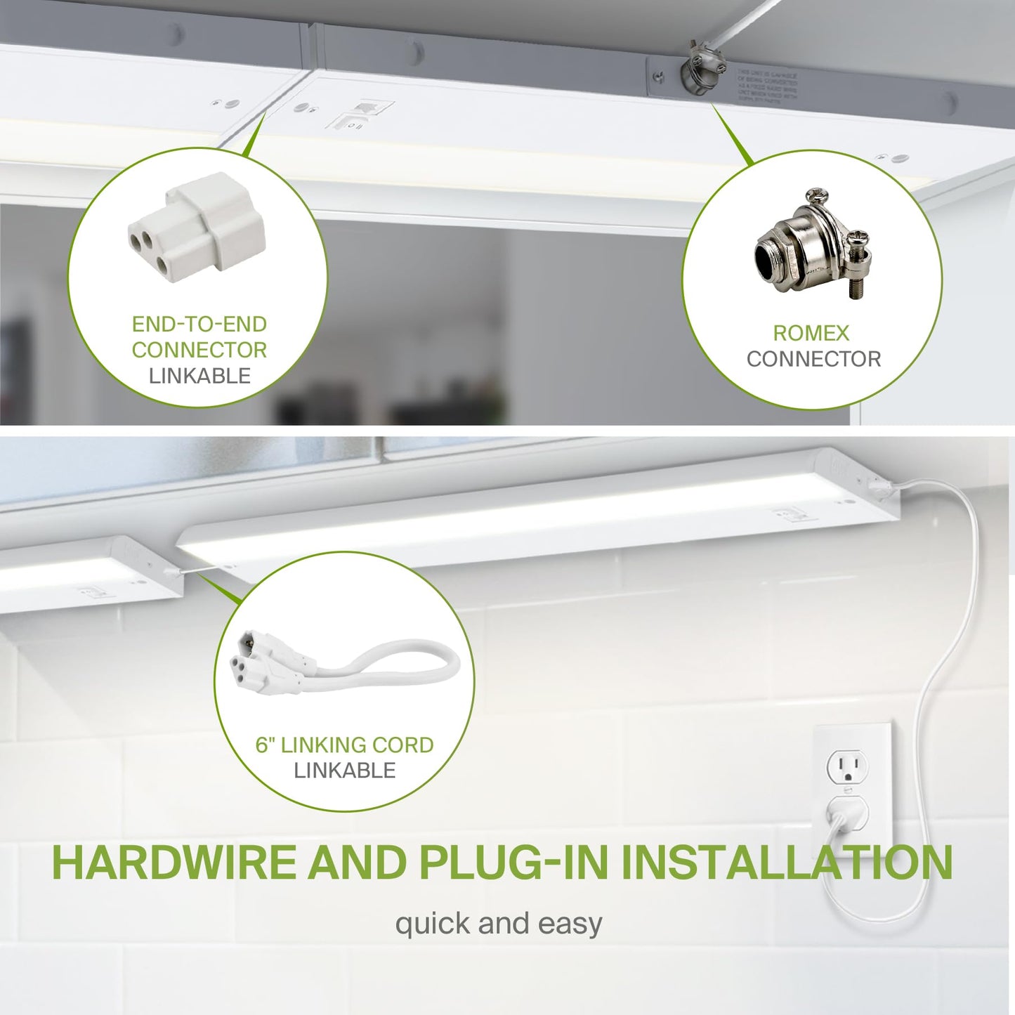 Asd Led Under Cabinet Lighting, 48 Inch, Dimmable, Hardwired/Plug-In, 3 Color Levels, Aluminum, White Finish, Model A-Ucl-48D24Cc-W