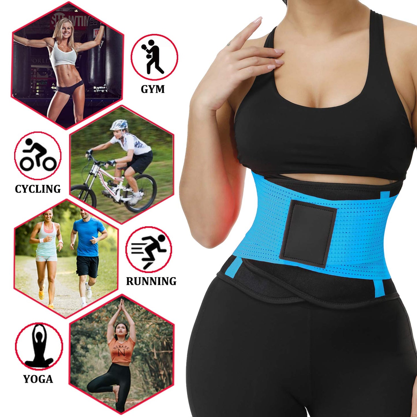 VENUZOR Waist Trainer Belt for Women - Waist Cincher Trimmer - Slimming Body Shaper Belt - Sport Girdle Belt (UP Graded)(Blue,2XL)
