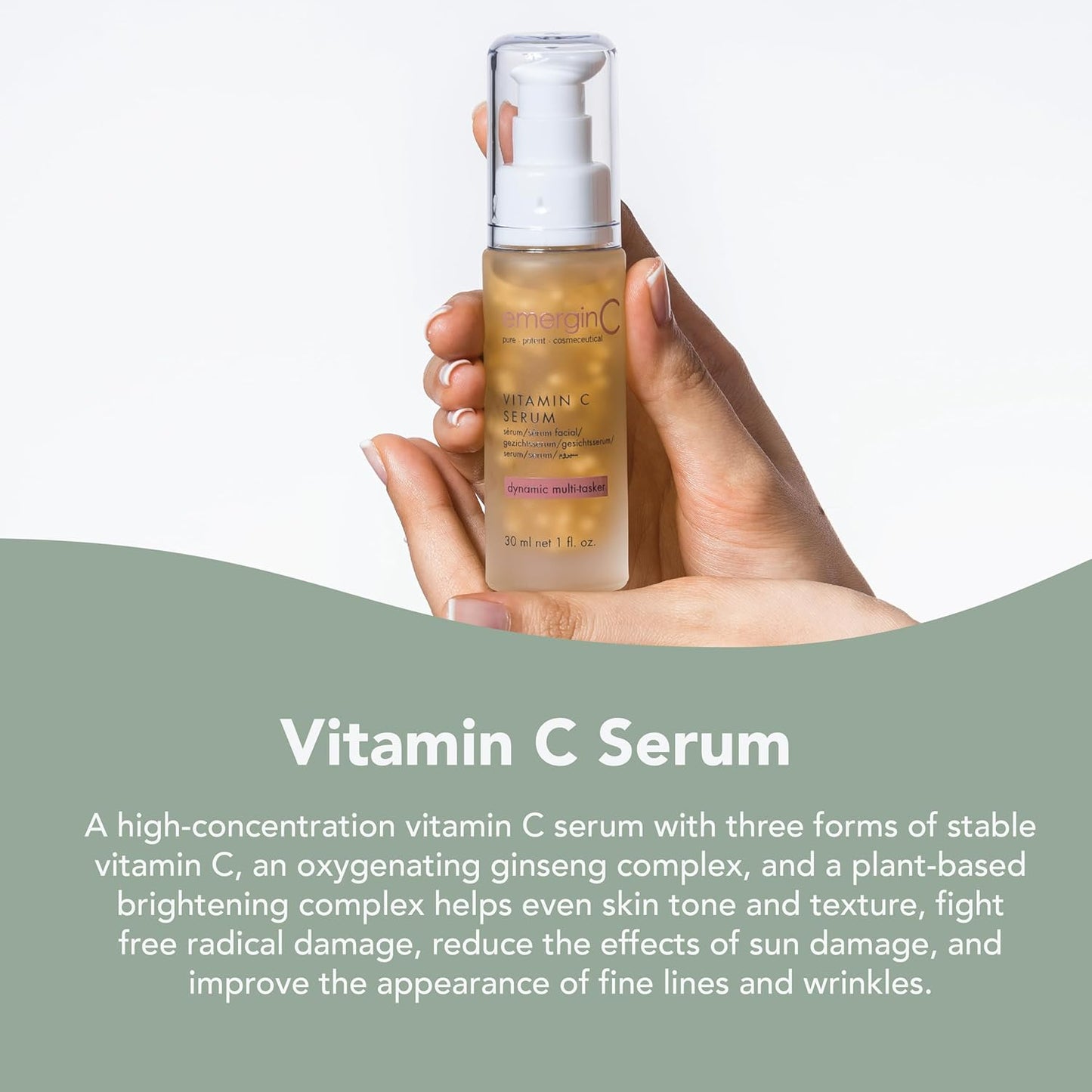 emerginC 12% Vitamin C Facial Serum - Extra Strength Micro-Encapsulated Spheres to Help Address Visible Signs of Aging + Dark Spot (1 Ounce, 30 ml)