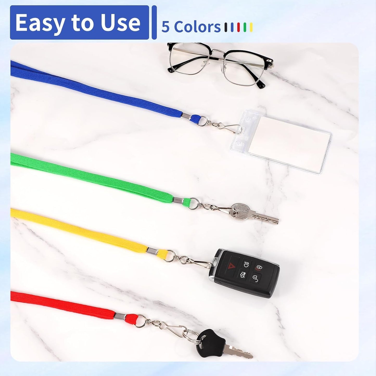 50 Pcs Breakaway Lanyard for Id Badges Lanyards Break Away Safety Lanyard Teacher Volunteer Student Team Lanyards for Keys (5 Colors)