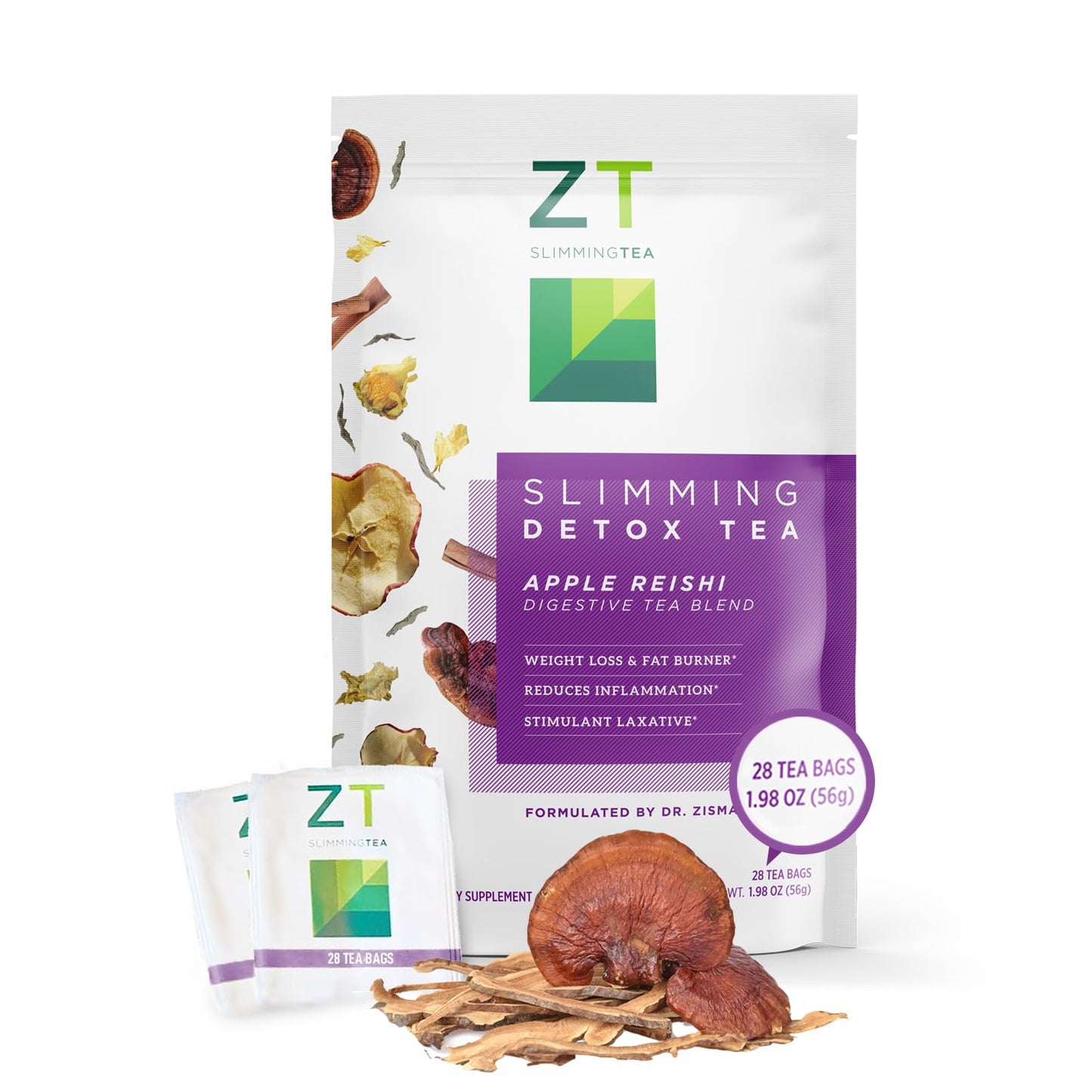 Dr. Zisman ZT Wellness Tea - Apple Reishi Herbal Blend - Refreshing Tea for Daily Balance (28 Bags)  Crafted for a Vibrant Lifestyle