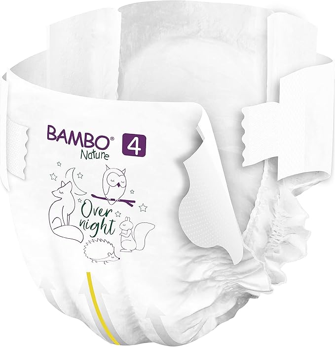 Bambo Nature Overnight Baby Diapers (Sizes 3 TO 6), Size 4, 96 Count