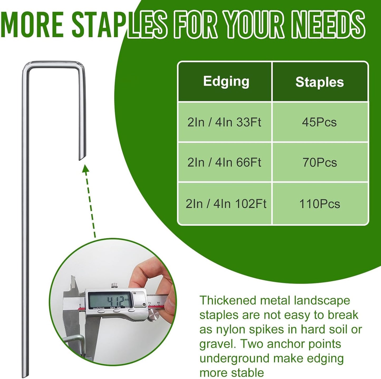 102FT Landscape Edging 2 in Tall with 110 Spikes, Garden Edging Border and 1 Hammer, Plastic Landscape Edging Border Lawn Edging for Landscaping, Flower Beds, Yard