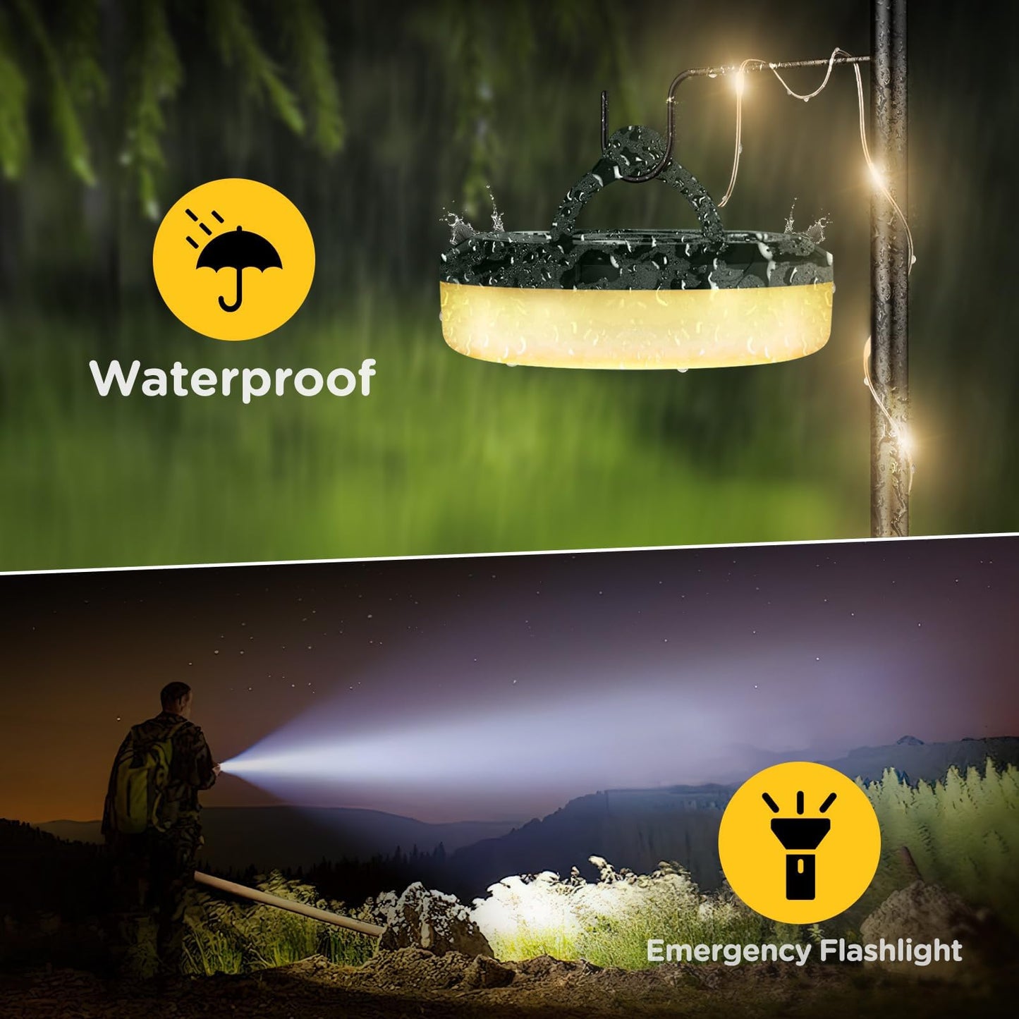 Ogery 3-Pack Camping String Lights  2 In 1 Quick Storage 32.8Ft Rechargeable Tent Lights String With 8 Lighting Modes  Hanging Waterproof Portable Led Lamp For Christmas Decor Party Bedroom Yard