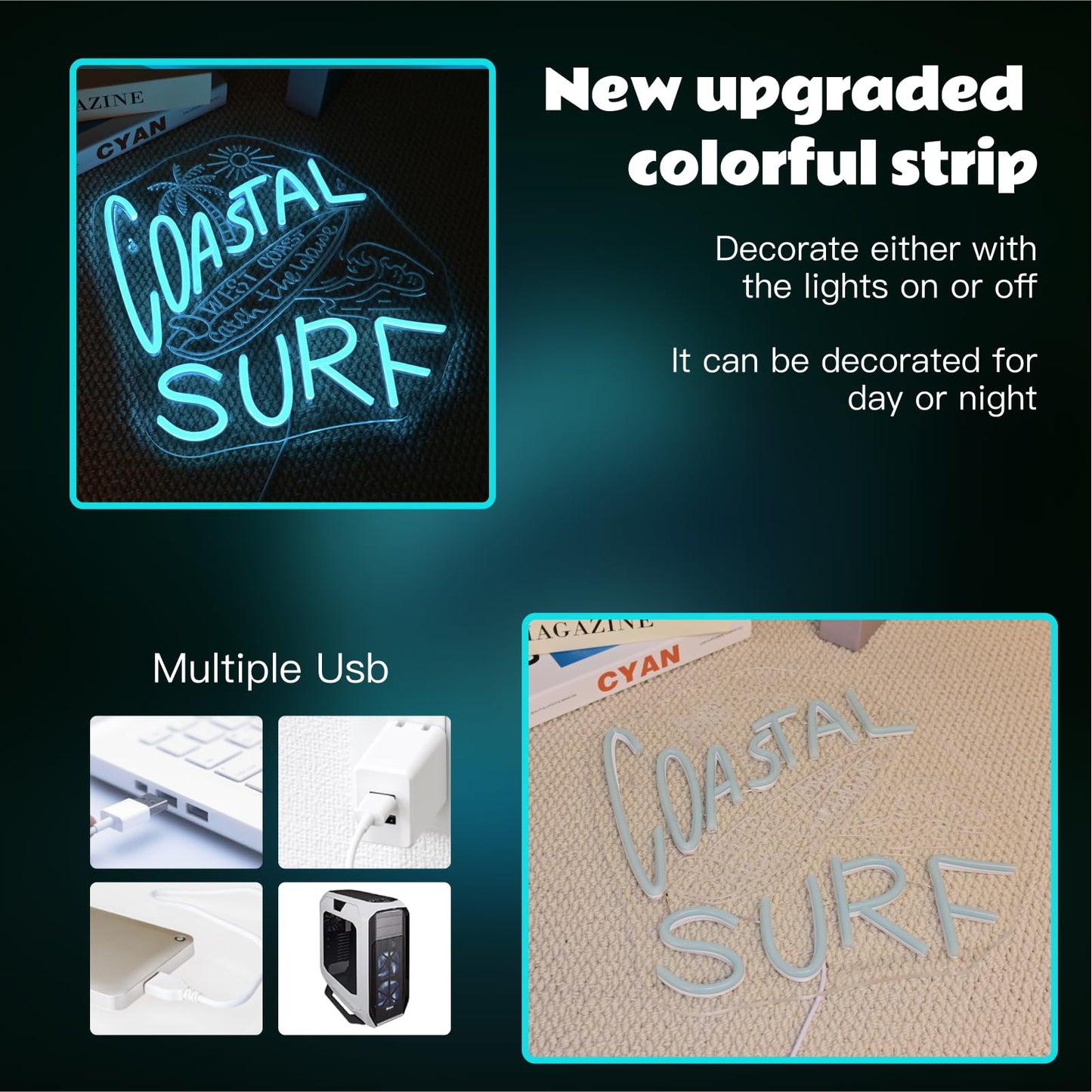 Ineonlife Coastal Surfing Neon Sign Surfboard Neon Sign For Wall Decor Funny Led Light For Game Room Bedroom Bar Club Decor Teen Boy Man Cave Holidays Birthday Surfer Gift