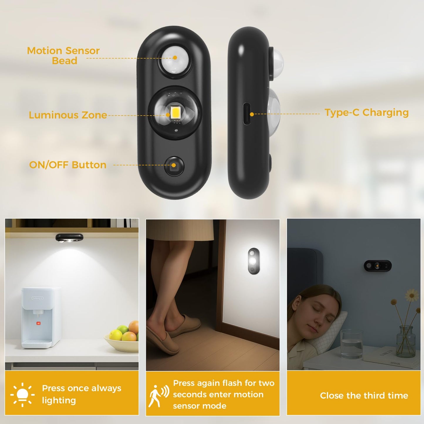 Glaresbot Led Motion Sensor Puck Lights  Small Rechargeable Under Cabinet Light  Dimmable Daylight White Closet Lights  Wireless Under Cabinet Lighting For Drawer  Kitchen (4 Pack)