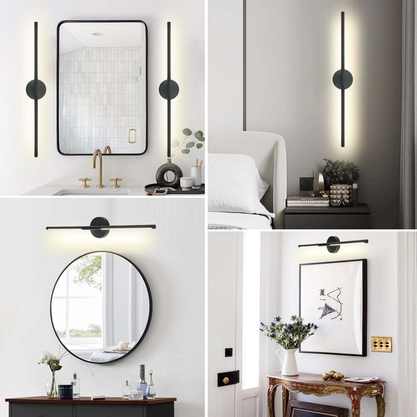 Linseeds Matte Black 36 Inch Led Vanity Light Bar, 26W Dimmable 4000K, Modern Bathroom Fixtures, Metal, Model Rd-7516-Bk-36