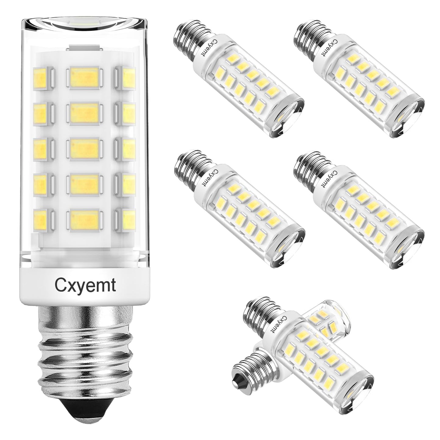 Cxyemt E12 LED Candelabra Bulb 4W 6000K Daylight White T3/T4 Base 6-Pack