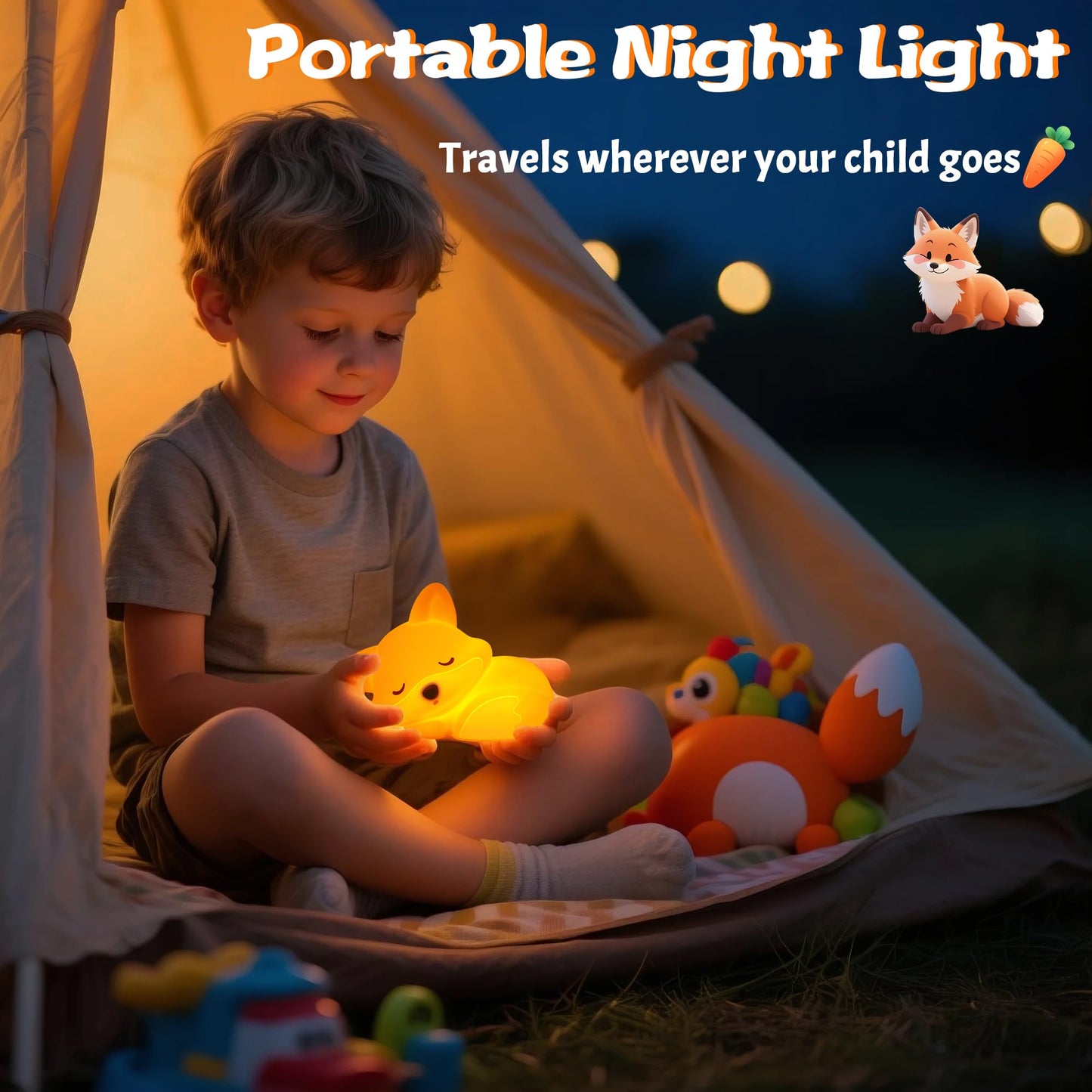 Lampeez Fox Night Light  Cute Fox Gifts  Soft Silicone Lamp Nursery Nightlight Led Touch Light  Bedroom Decor As Xmas Birthday Gift For Boys Girls