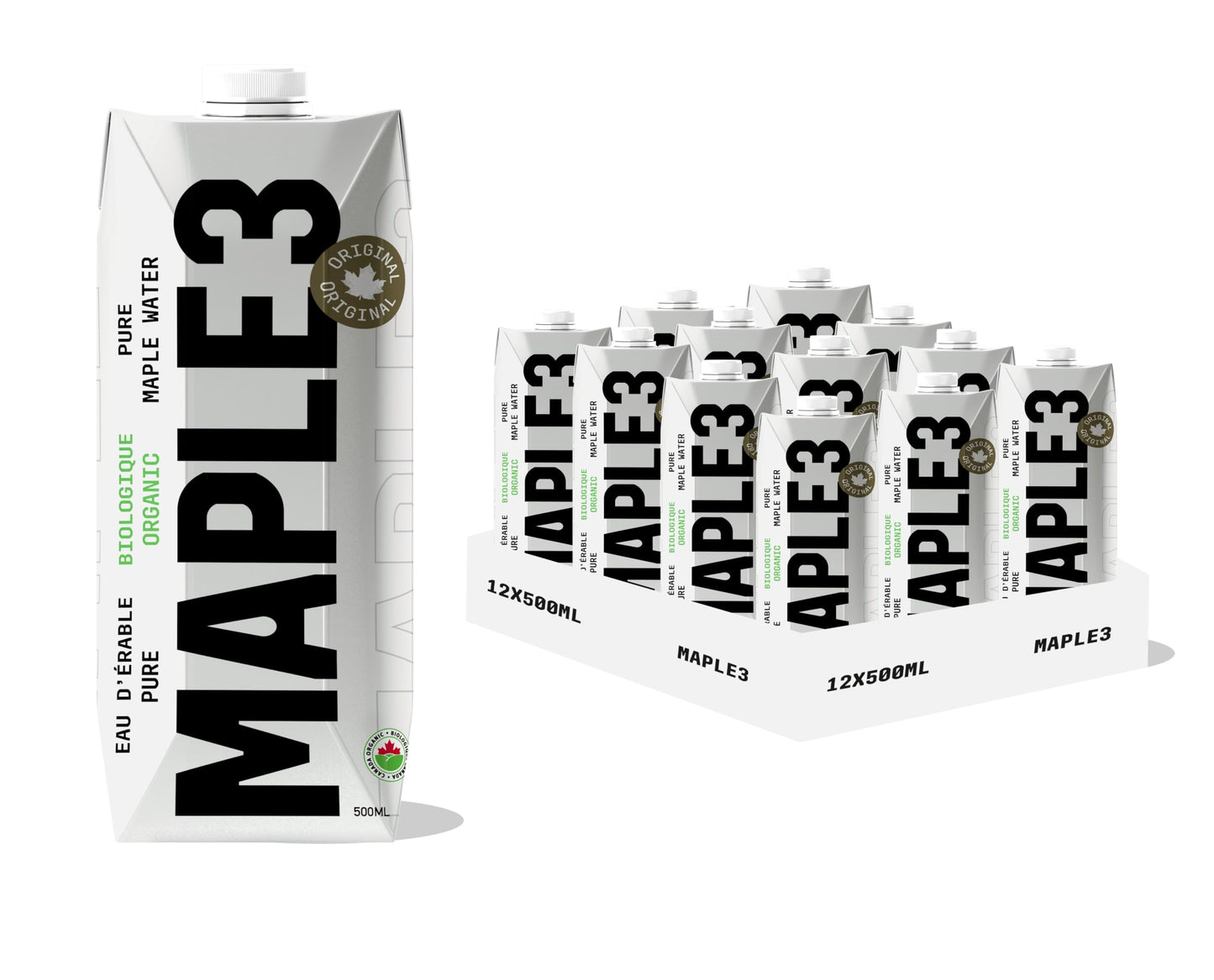Maple 3 Organic Maple Water, 100% Natural Hydratation, Straight from a Tree, 1 Ingredient (Maple Sap), 46 Essential Bioactive Co