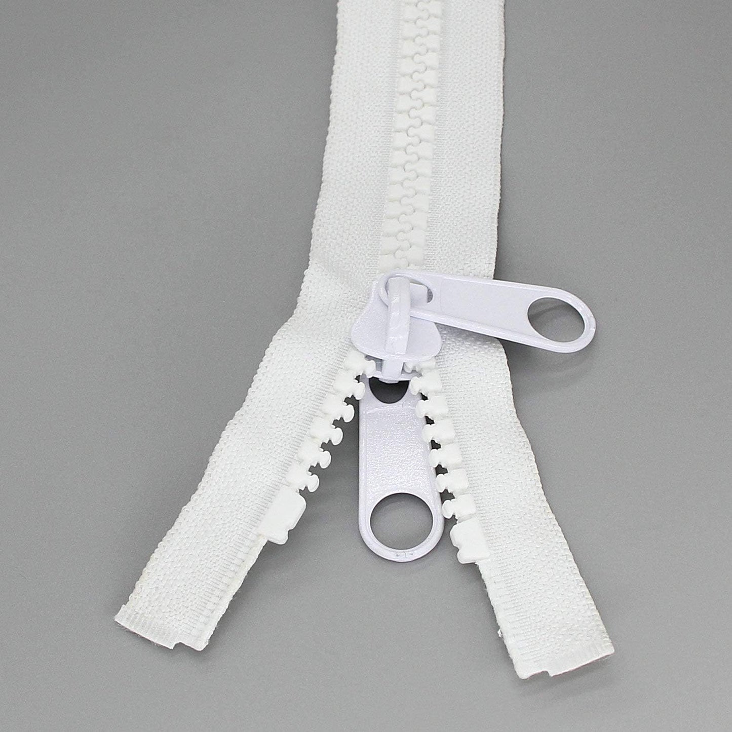 Leekayer 2PCS #10 36 Inch Heavy Duty Zippers for Sewing Separating Large Plastic Zippers White Tape with Double Pull Tab Slider, Sleeping Bag, Boat, Canvas, Cover, Trampoline, Dog Bed,Tent (36" 2pcs)