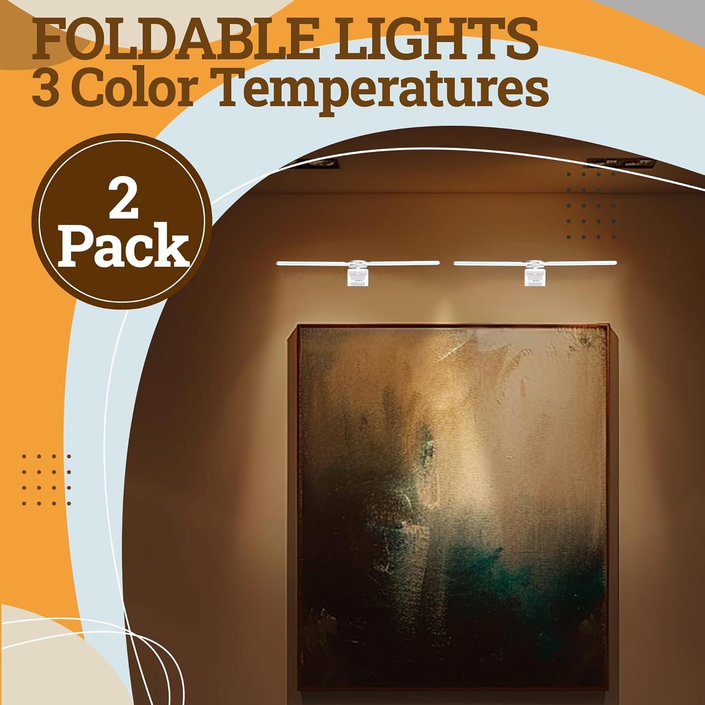 Cotaros Picture Light for Wall, 18in Rechargeable Art Light, Remote Control, 2 Pack, White