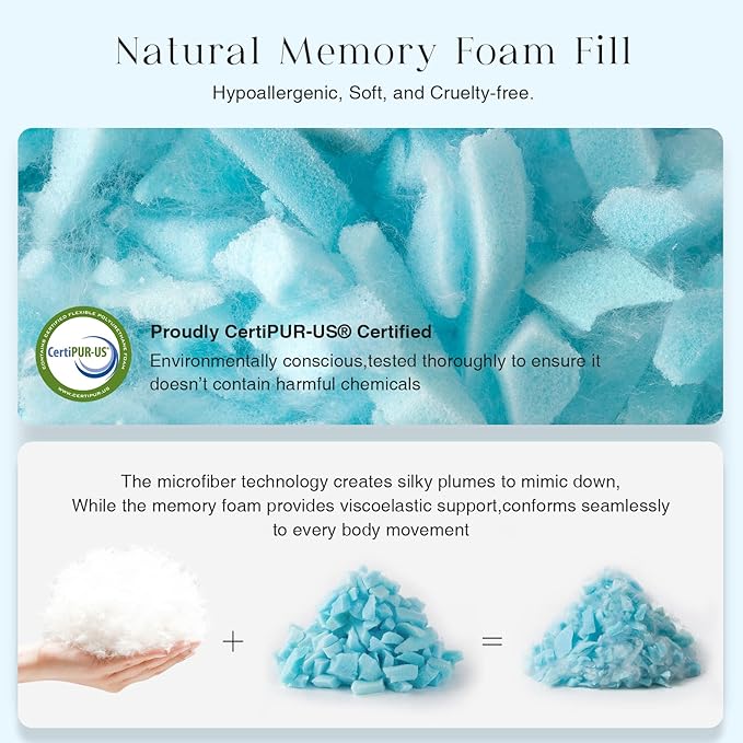 Phantoscope Memory Foam Pillows for Sleeping, Shredded Memory Foam Cooling Pillows King Size 2 Pack - Adjustable Bed Pillows with Case for Hot Sleepers, Firm Pillow for Neck Shoulder Pain, King