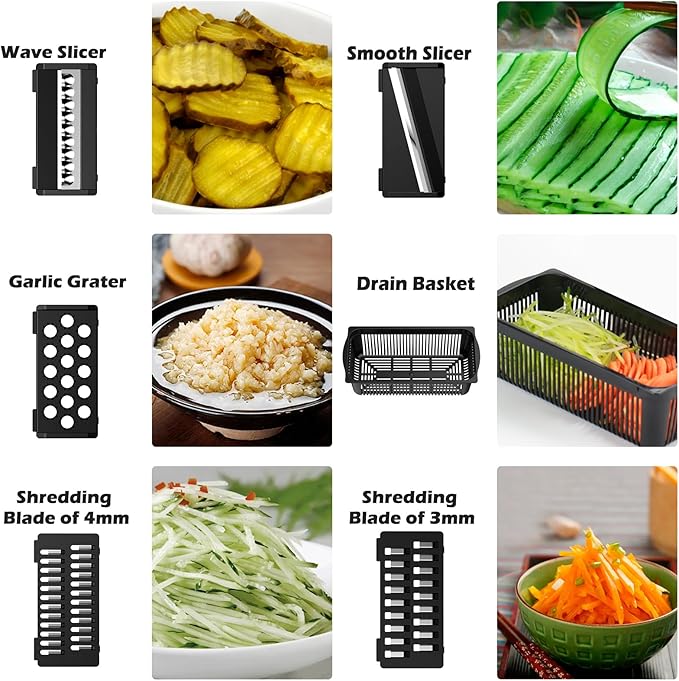 Vegetable Chopper, Onion Chopper, 10 in 1 Multifunctional mandoline slicer and dicer, Dicing Machine, Veggie Chopper With 8 Blades, Carrot Chopper for Salad Potato Carrot Garlic (White)